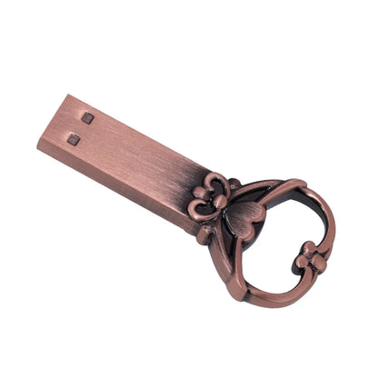 10pcs/lot Copper Love Heart Pen Drive 128GB Metal USB 2.0 Flash Drive 64GB Key Memory Stick Creative Gift Pendrive 64GB Storage