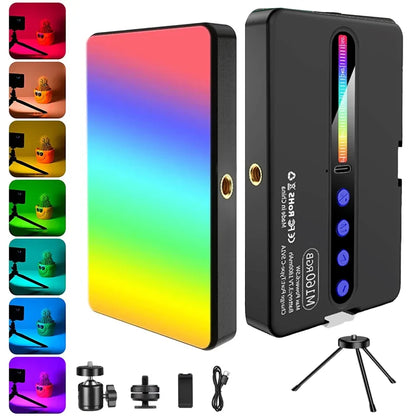 COOL DIER 2026 New RGB Light LED Video Light Photography Fill Camera Lighting LCD Display Cold Shoe For Vlog Live Streaming DSLR