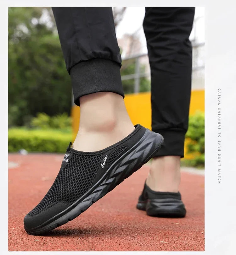 YRZL Hot Sale Men Half Slipper High Quality New Design Mesh Shoes Breathable Outdoor Sandals Comfortable Couples Walking Shoes