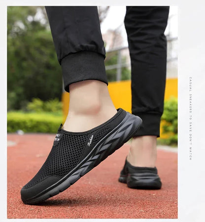 YRZL Hot Sale Men Half Slipper High Quality New Design Mesh Shoes Breathable Outdoor Sandals Comfortable Couples Walking Shoes