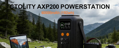 CTOLITY AXP200 AP400 Power Station 192Wh 345Wh Lifepo4 Battery for Camping Power Bank UPS Battery Backup USB TYPE-C LED Light