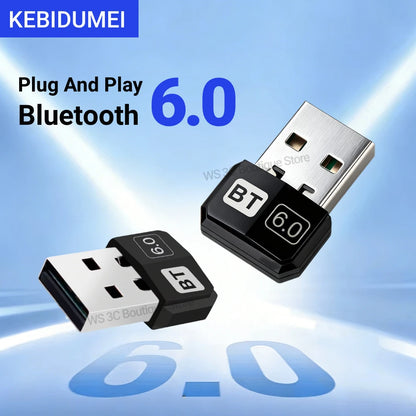 KEBIDUMEI USB Bluetooth 6.0 Adapter Bluetooth 5.4 Dongle for PC Win 11/10/8.1 Bluetooth Receiver&Transmitter for Keyboard/Mouse