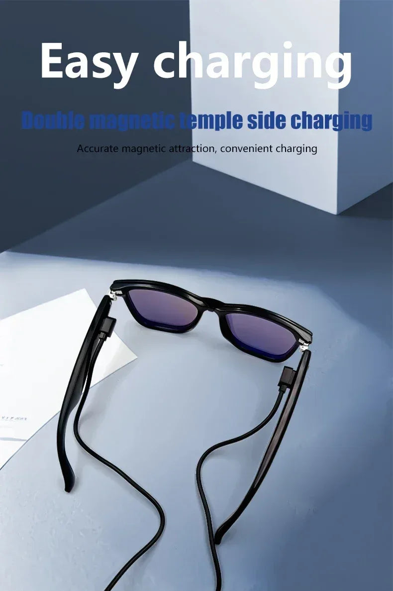 CLLOIO Bluetooth Smart Prescription Glasses Magnet Clip On Polarized Myopia Eyewear Anti Blue Light Progressive Reading Glasses