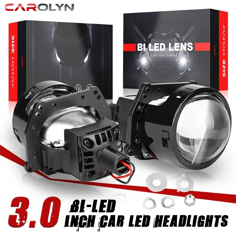 2pcs 3.0 Inch Bi Led Projector Lens Halo Light H4 H7 H1 9005 9006 Car Headlights Bulb Angel Eyes High Low Beam LED LHD RHD 6000K