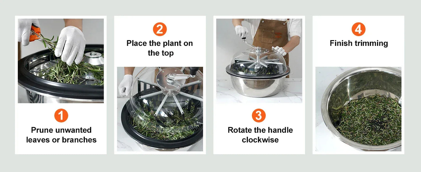 SucceBuy Leaf Bowl Trimmer 16"19"24" Trimmer Bowl Manual Bud Trimmer with Stainless-Steel Blades for Twisted Spin Cut Clear Dome