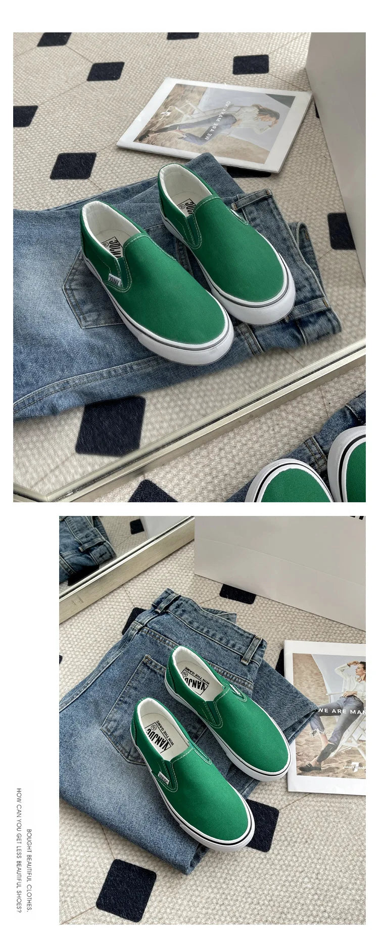 Women's Slip-On Canvas Shoes Summer 2026 Korean Style Student Flat Rubber Sole Wear-Resistant Low Cut Flat Heel Street Fashion