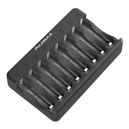 PUJIMAX 8-Slots 1.2V LCD Display Smart Battery Charger For AA/AAA NiMh NiCd  Rechargeable Batteries aa aaa Batteries Charger