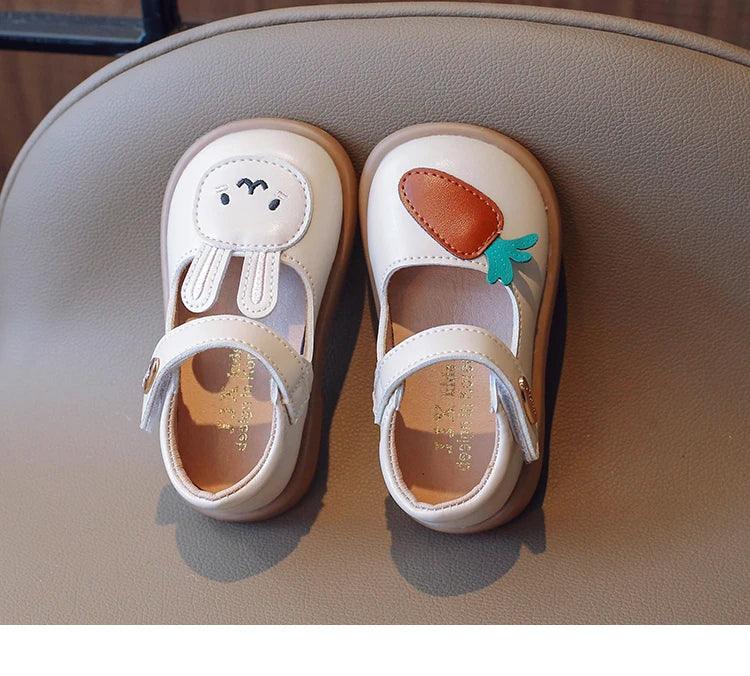 2023 New Spring Cute Bunny and Carrot Patch Children Casual Shoes for Girls Non-slip Kids Shoes Hook & Loop Breatheable Non-slip