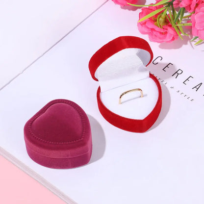 Fashion Velvet Ring Box Engagement Wedding Party Valentine's Day Jewelry Case Heart Boxes Earrings Holder Couple Lover Gifts