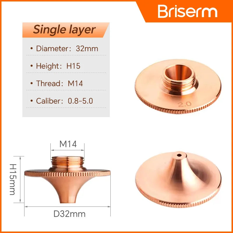 Fiber Laser Nozzle D28 D32 H15 M11 M14 Caliber 0.8-6.0 Laser Cutting Nozzle for Raytools Precitec Boci Laser Cutting Machine