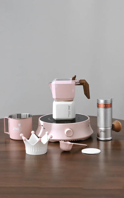 BINCOO Dual Valve Moka Pot Square Coffee Pot Espresso Pot Coffee Extraction Maker Set Electric Stove 220v Italian Home Barista