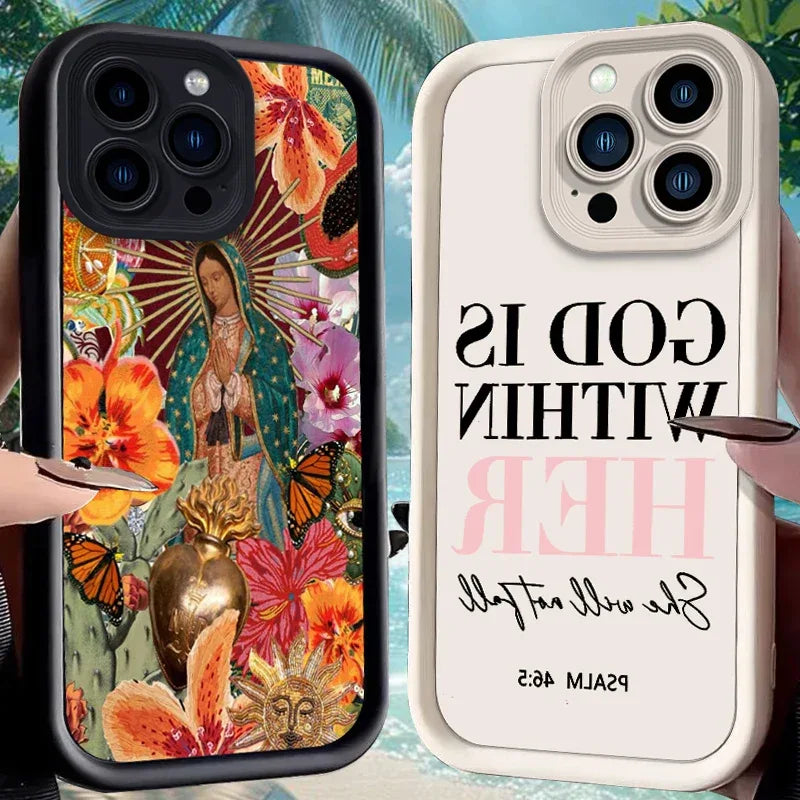 Mexican Our Lady of Guadalupe Case for iPhone 17 Air 16 E 15 14 Plus 13 12 Mini 11 Pro Max Shockproof Silicone Dustproof Cover