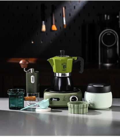 Bincoo Double valve Moka Pot Set Electric Stove Coffee Pot Household Italian Espresso Machine Mocha Pot Barista Accessories 220V
