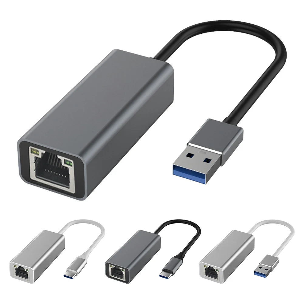 Type-C To RJ45 Gigabit Ethernet Type-C To Ethernet Adapter 10/100/1000Mbps USB Network Card Aluminum Alloy for Computer Desktop