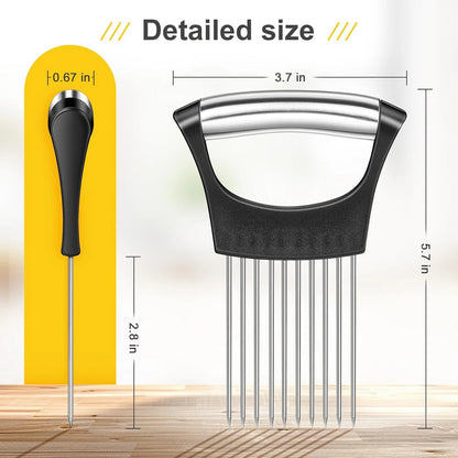 1pc Stainless Steel Onion Slicer Holder Tomato Slicer Holder Multipurpose Meat Tenderizers Kitchen Gadgets Assistant Slicer Tool