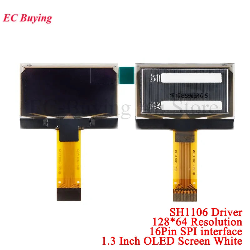 1.3 inch OLED Screen 1.3" 12864 LCD LED Display Module 128x64 SH1106 SPI/I2C Parallel Interface White/Blue 16Pin/30Pin Connector