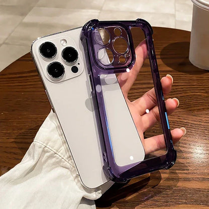 Luxury Shockproof Clear Phone Case For iPhone 15 14 13 12 11 Pro Max XR X XS Max Silicone Bumper Transparent Hard Back Cover