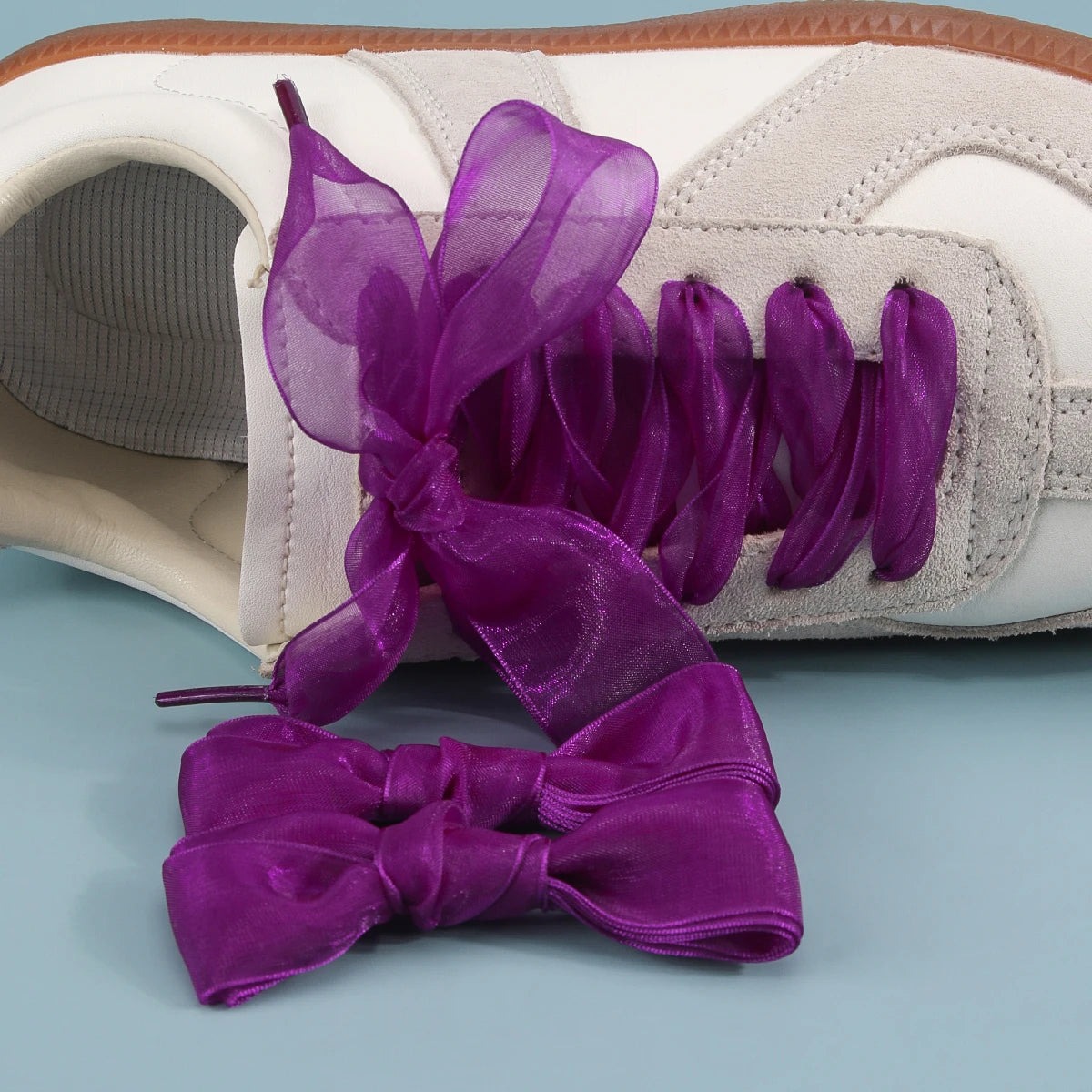 1 PAIRS Fashion Shoe Laces Silk Satin Ribbon Shoelaces Soft Casual Flat Shoestrings for Sneaker 2.5CM Wide&more choices of color