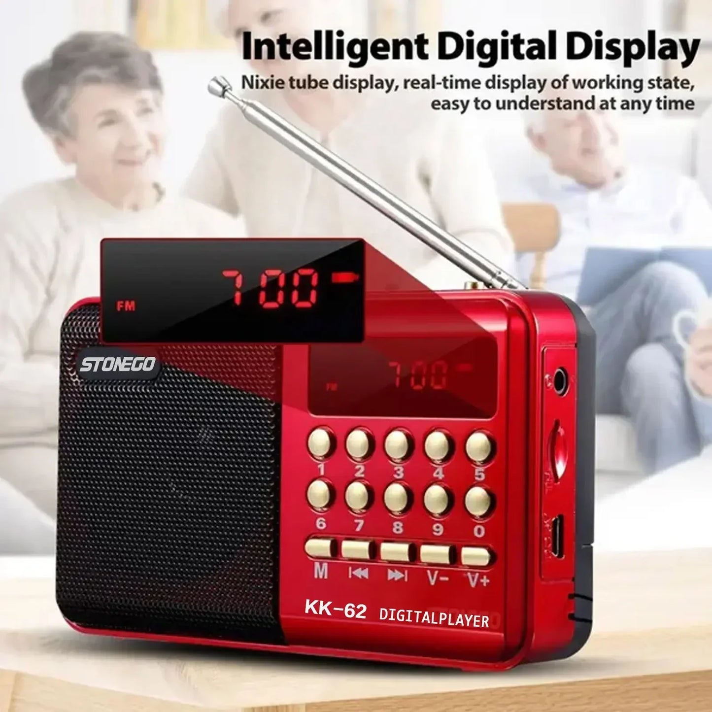Portable Rechargeable Mini FM Radio Player Multi-function Plug-in Card Compact Design for Travel