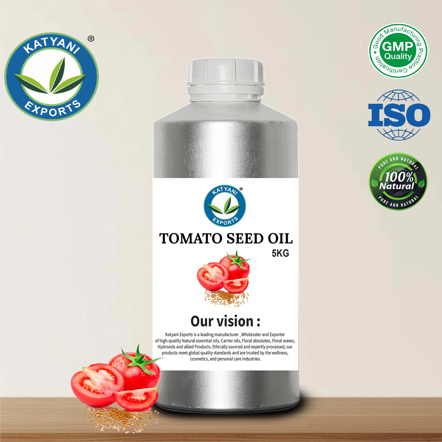 Mild Characteristic Herbal Aroma 1 KG Tomato Seed Carrier Oil - For Skincare & Haircare Formulations - OBM B2B Bulk Manufacturer