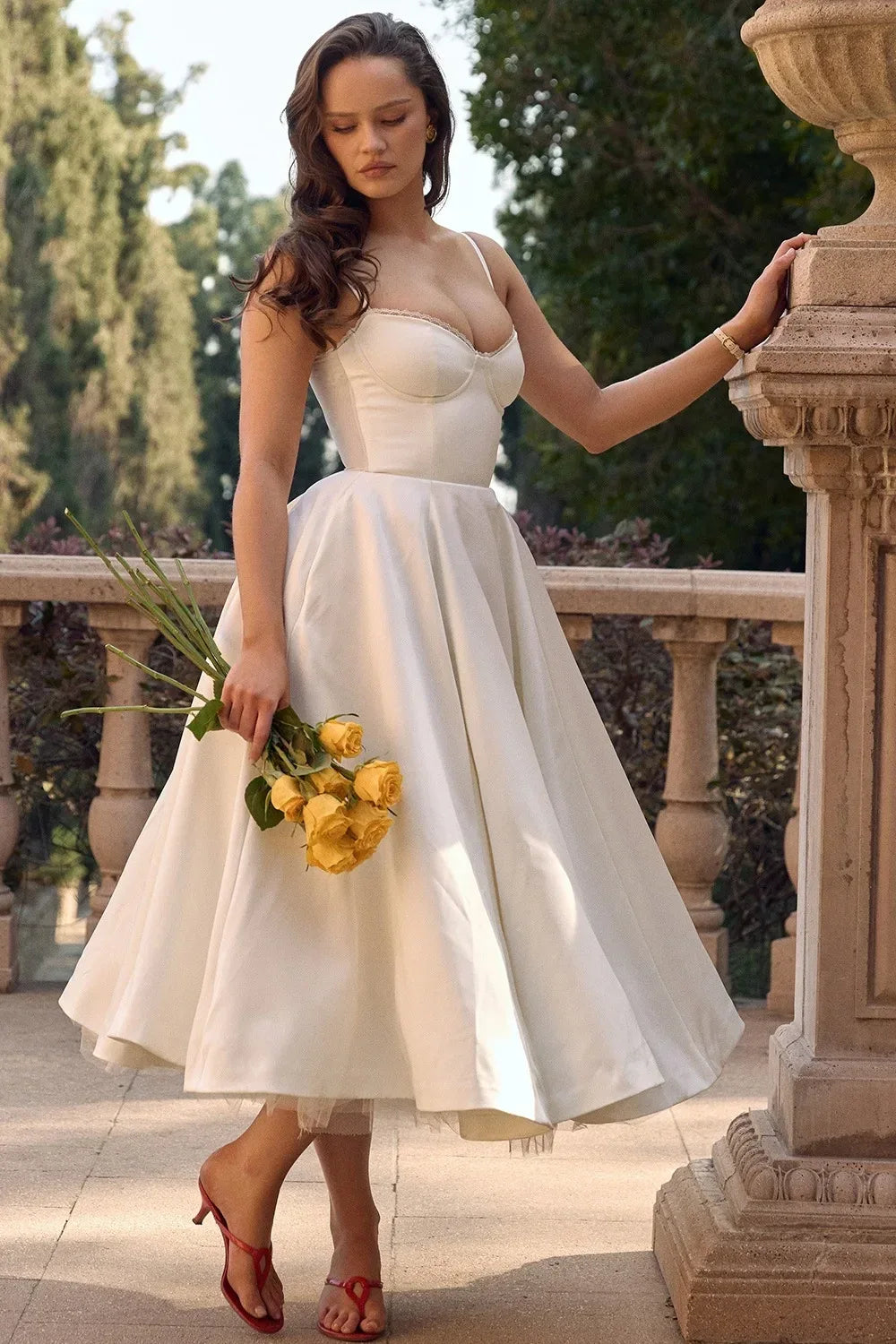 2026 Spring/summer High End Satin Strapless Heavy Industry French Waist Strap Sexy Hot Girl Medium Long Dress Women Elegant