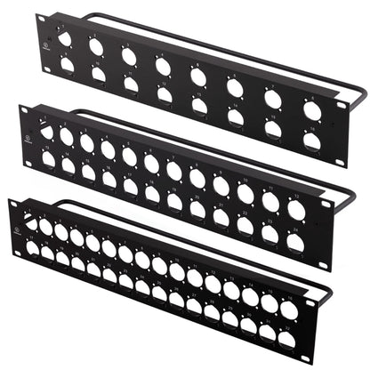 1U 2U Rack Patch Panel 8 12 16 24 Way Channel Flight Case Mount for XLR Connecctor Male Female SpeakOn Cabinet Mounting Panel