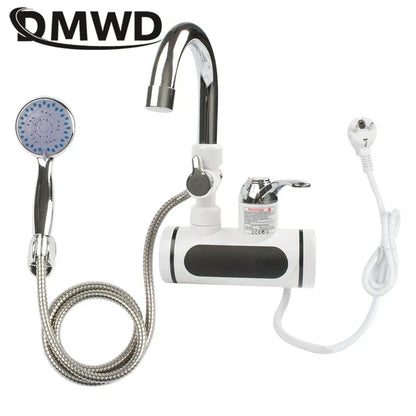 DMWD Electric Instant Hot Water Faucet Stainless Steel Water heater with LED Temperature Display Tankless Tap For Kitchen shower