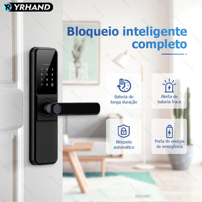 YRHAND Do Brasil Tuya wifi App Unlock fechadura digital Waterpoof eletronica Fingerprint  IC card Smart Door Lock for Home