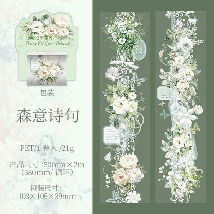 Mr. Paper 1 Roll Lace Flower PET Tape Home Decoration for Scrapbook Frame Phone Case Notebook Phone Case Collage Sticker Gifts
