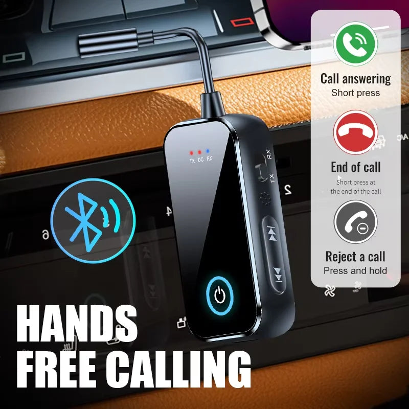 Upgraded Bluetooth 5.4 AUX Receiver Transmitter 3.5MM With Mic HiFi Stereo Music Wireless Audio Adapter For TV PC Airplane Car