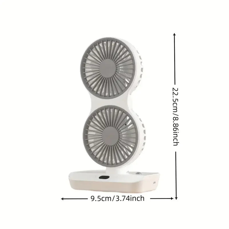 2024 New Multi-Function Double-Head Shaking Fan 4-Gears Adjustable High-Definition Digital Display Night Lights Portable Fan
