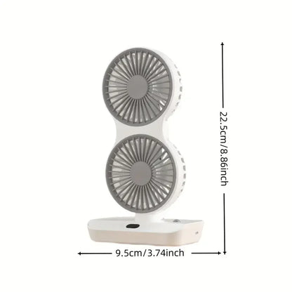 2024 New Multi-Function Double-Head Shaking Fan 4-Gears Adjustable High-Definition Digital Display Night Lights Portable Fan