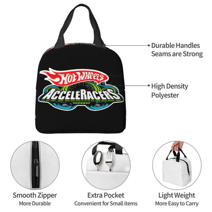 Custom Hot Wheels For Fans Thermal Insulated Lunch Bag Cartoon Sport Car Portable Lunch Container Travel Multifunction Food Box