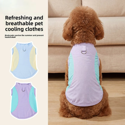 Dog cooling vest - summer sun protection, lightweight color block design, pet tank top, ice-cooling, breathable pet apparel