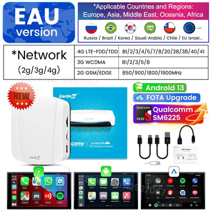 HDMI CarlinKit Android 13 CarPlay Ai Box SDM660 6225 Wireless CarPlay Android Auto Video TV Streaming Box for OEM Car 8G+128G