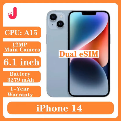 iPhone 14 6GB RAM 128GB/256GB ROM  Dual eSIM 6.1' OLED Display Face ID NFC Cellphone A15 5G Network iphone 14 Smartphone