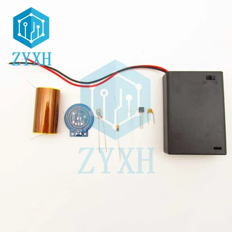 Mini Tesla Coil DIY Electronic Kit DC 4.5V No Arc Type Space Lighting with AA Battery Box Power For Student Experiment
