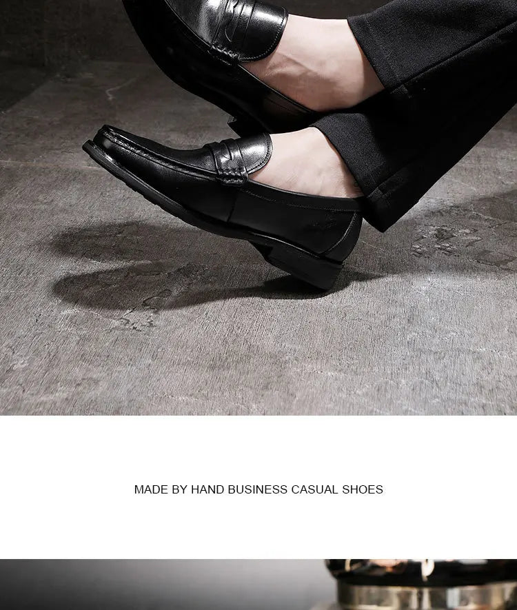 Vintage Top Layer Genuine Leather Slip on Loafers Breathable Moccasins Driving Design Casual Cowhide Shoes for Men