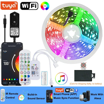 RGB Led Lights Strip Wifi Bluetooth Adhesive Led Tape Rgb 5050 Led Strips For Bedroom Party Lights Wall Room Decoration