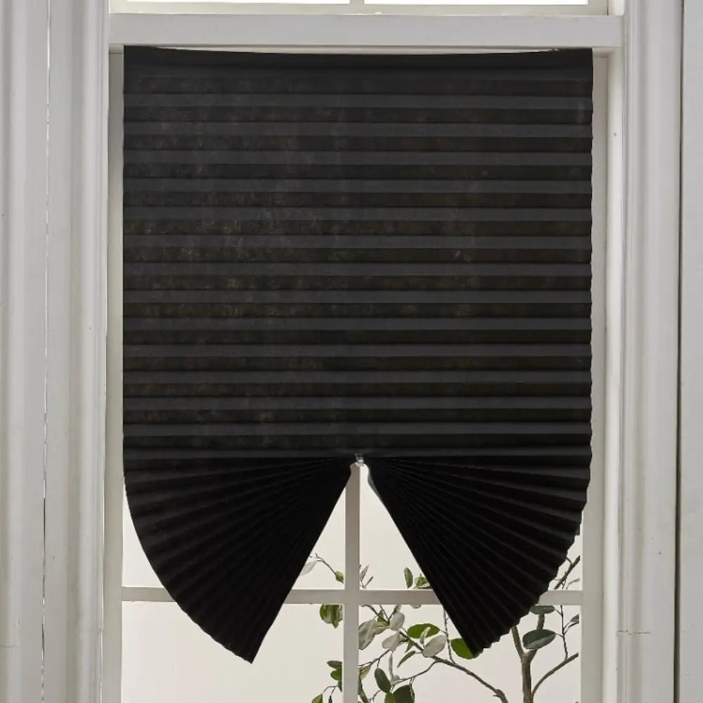 Adhesive Blackout Darkening Pleated Window Shade Blinds Portable Temporary Blinds Bedroom Apartment Dorm Roller Blackout Curtain