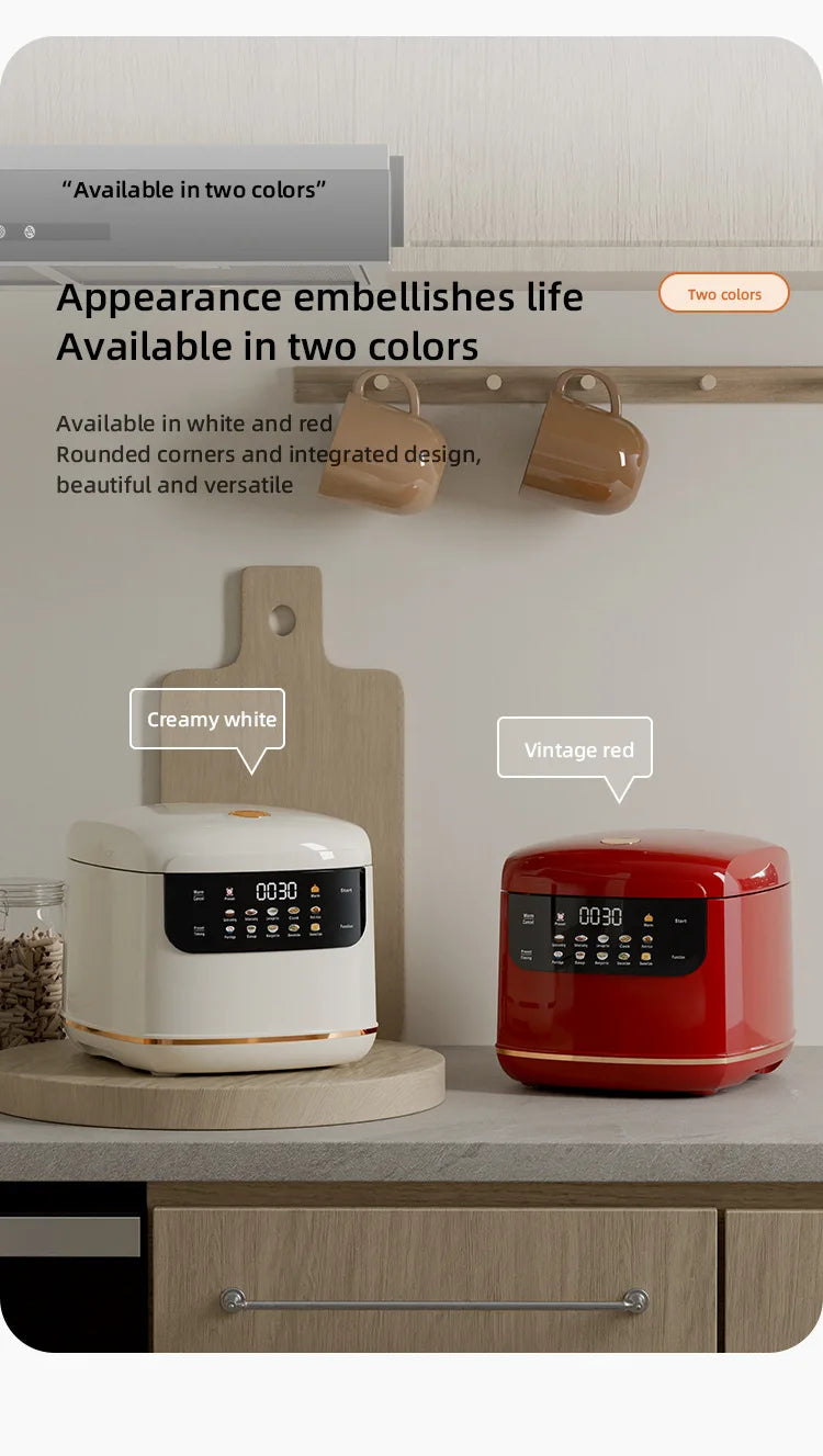DIVEDEER 2L Electric Rice Cooker Non-stick Pot Smart Features Reservation Keep Warm Functions Perfect for 1-2 Person Households