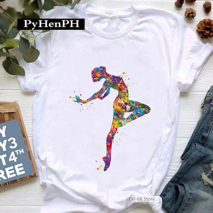 Gymnast Dancer T Shirt  Fashion Gymnast Artistic Gymnastics Printed T-shirt for Women Parent-child Clothing Oversized T Shirt