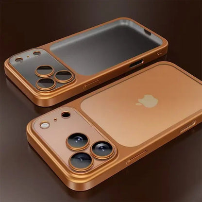 Luxury Plating Matte Hard PC Phone Case for iPhone 17 Air 16 15 14 13 ProMax Camera Lens Film Protector Frosted Shockproof Cover