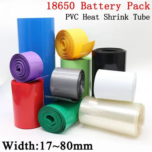 18650 Lipo Battery Wrap PVC Heat Shrink Tube Pack Width 17mm ~ 80mm Insulated Film lithium Case Cable Sleeve wire protector by PDG ibma