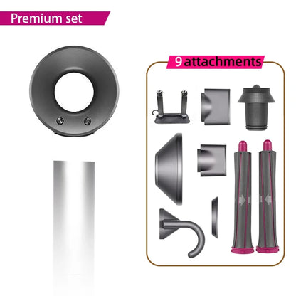 Leafless constant temperature hair dryer for personal hair care and styling; home professional hair style accessories kit (5+1)