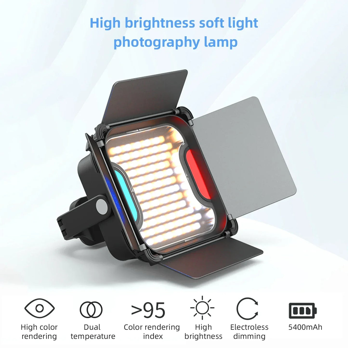 BAFANG BF-30W LED Video Light Panel Photography Fill Light 2500K-9000K Dimmable CRI95w 4leaf Barn Door Magnetic U-shaped Bracket