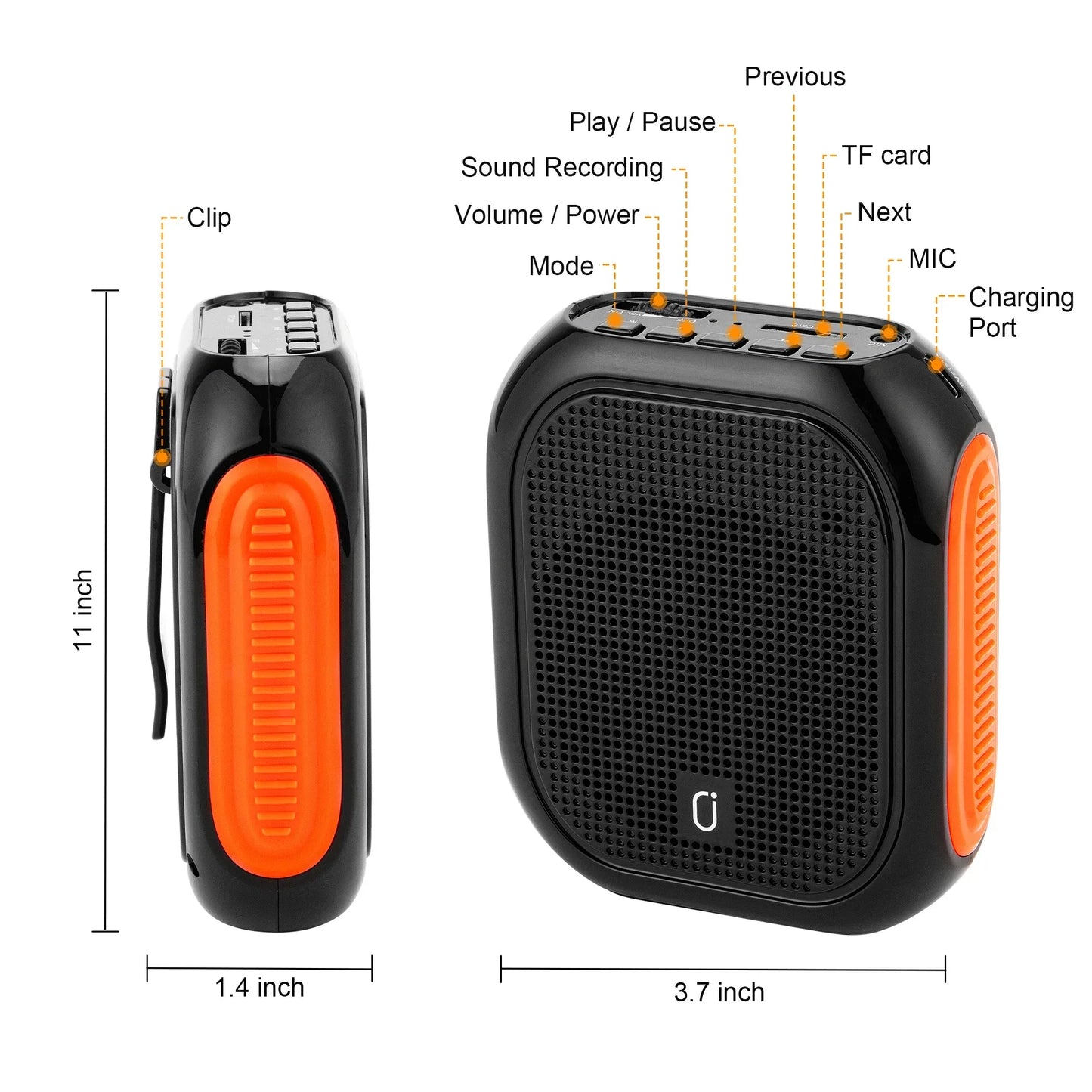 Bluetooth UHF Wireless Voice Amplifier Portable For Teaching Lecture Tour Guide Promotion U-Disk Megaphone Microphone Speaker