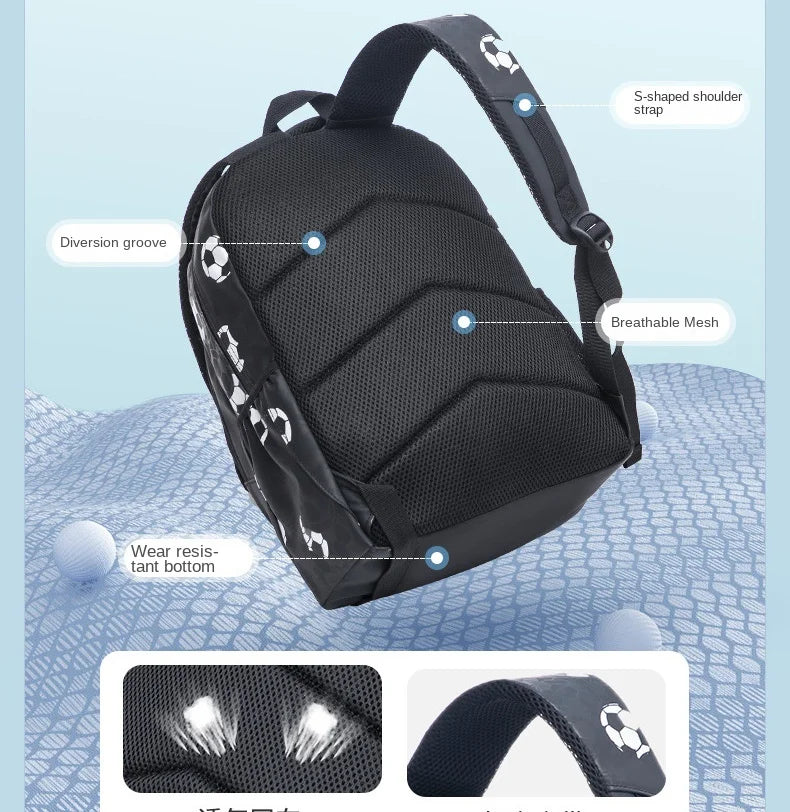 New 3D Cute Orthopedic School Bag For Boys Cartoon Football Backpack Kids Children High Capacity Waterproof  1-3 Grade Schoolbag