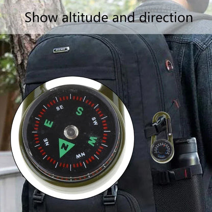 Outdoor Multifunctional Hiking Metal Carabiner Mini Compass Thermometer Keychain
