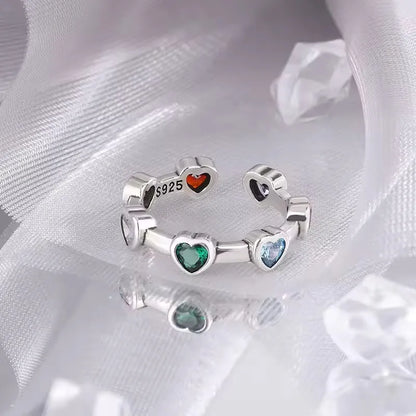 VENTFILLE 925 Sterling Silve Love Heart  Ring for Women Girl Gift Line Pearl Korean Sweet  Jewelry Birthday Gift Dropshipping